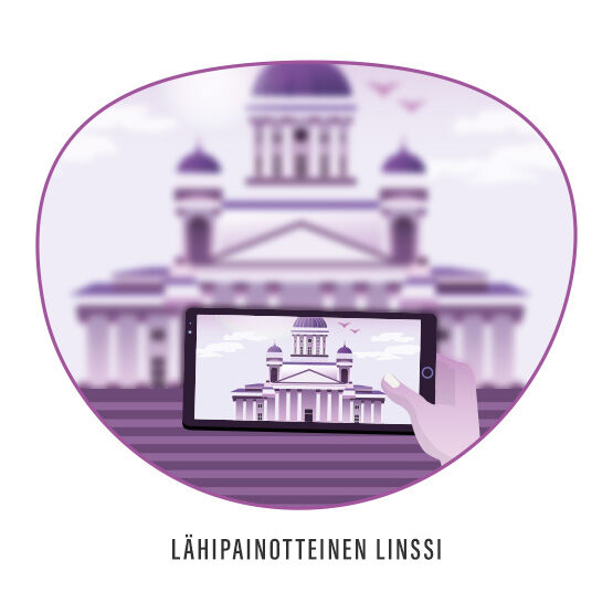 Lähipainotteinen linssi